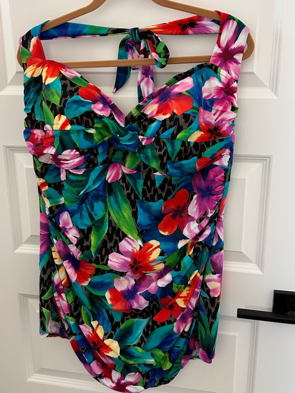 Tropical Swimsuit Halter Bathing Suit 26W 3X Floral Plus